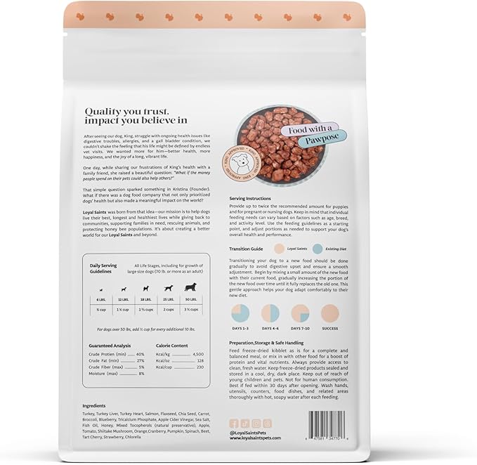 Freeze Dried Raw Dog Food - Premium Turkey and Salmon Flavor with High Protein and Grain Free Dog Food for All Breeds and Picky Eaters - Versatile as Meal Topper, Snack, and Treats, 14 Oz-PurrikoPets