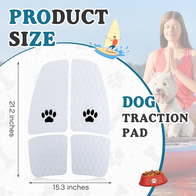 Dog Traction Pad Dog Paddle Board Kayak Accessories 21.2 x 15.3 Inch Non Slip Deck Grip Mat Surfboard Traction Good Grip EVA Foams for SUP Skimboard Paddleboard Surfboard-PurrikoPets