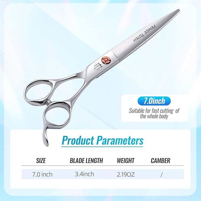 Dog Grooming Scissors: 7 inch Pet Straight Shears Made Of Japanese 440C Advanced Stainless Steel Professional Grooming Scissors for Dogs Cats and Other Pets-PurrikoPets