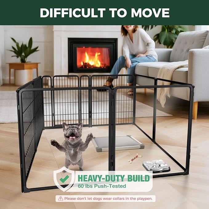 FXW Homeplus Unleashed Indoor Dog Playpen - Stress-Free and Safe Play, Heavy Duty 32 Inch 4 Acrylic Panels + 4 Wire Panels Dog Pen for Small and Medium Dogs, Black│Patented-PurrikoPets