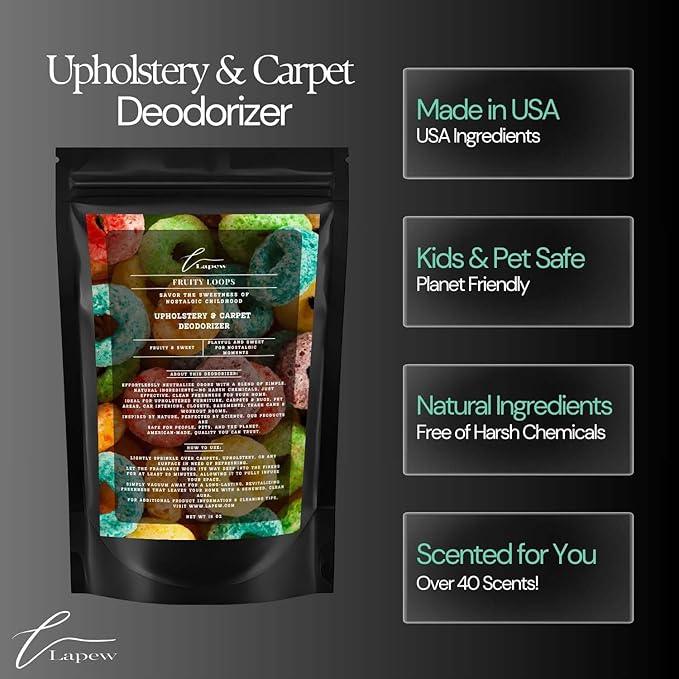 Fruity Loops Carpet Freshener Powder: Powerful Odor Eliminator for Home, Upholstery Deodorizer, Carpet Deodorizer, Pet Urine, Cat Litter Box - Fruity Loops Fragrance.-PurrikoPets