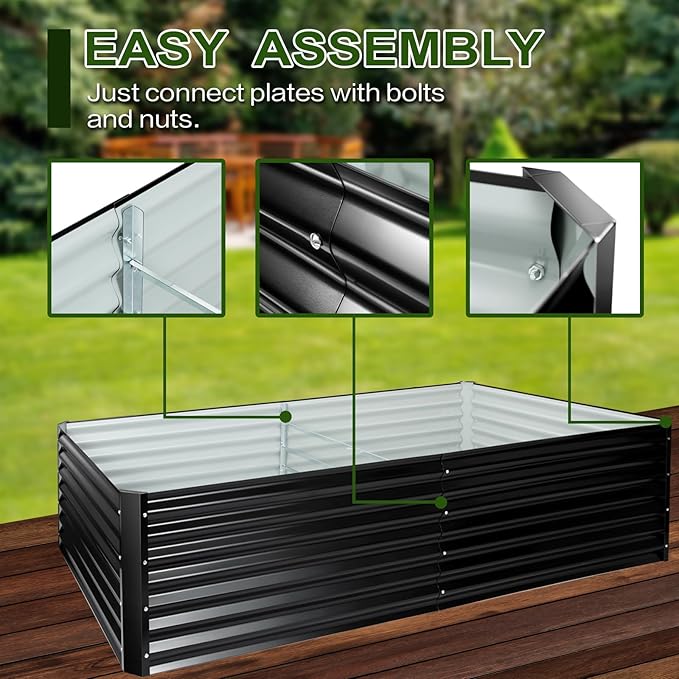 EDOSTORY Metal Raised Bed Garden Bed Kit, 8x4x2ft Tall Galvanized Planter Raised Garden Boxes Outdoor, Large Metal Raised Garden Beds for Flowers, Vegetables, Herbs-PurrikoPets