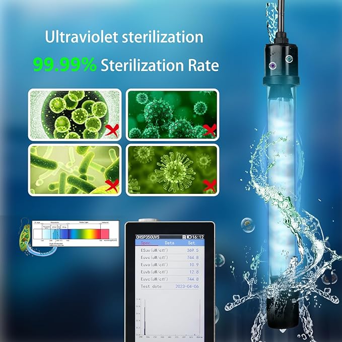 158GPH Small Aquarium Filter, UV Sterilizer for Aquarium for 10-45 Gallon Tank, Internal Pump for Turtle Betta Fish Tank Filter Silent 4-in-1 Green Killing Machine with Fish Tank Filters Deodorization-PurrikoPets