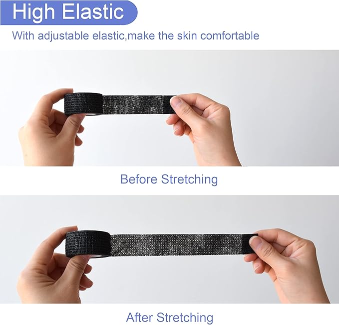 9 Pack 1" x 5 Yards Self Adhesive Bandage Wrap Self Stick Wrap for Ankle, Wrist, Finger, Sports, Breathable Cohesive Vet Tape for Pets (Black)-PurrikoPets