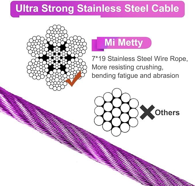 10FT Heavy Duty Dog Tie Out Cable for Large Dogs up to 125lbs, Durable Runner Tether Line (Purple)-PurrikoPets
