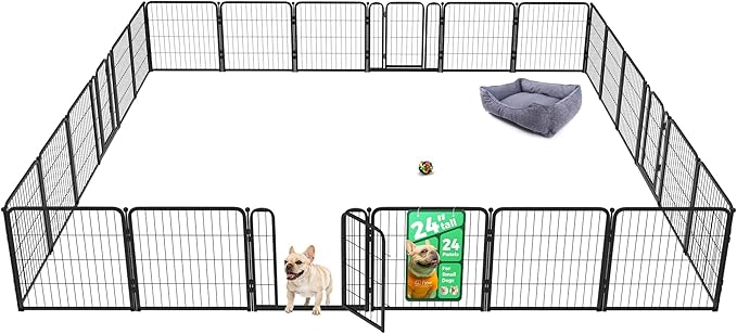 FXW Homeplus Unleashed Indoor Dog Playpen - Stress-Free and Safe Play, Heavy Duty 24 Inch 24 Wire Panels Dog Pen for Puppy and Small Dogs, Black│Patented-PurrikoPets
