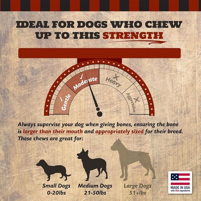 2" Beef Marrow Dog Bones for Aggressive Chewers, Small Breed Dog Treat, Natural, Tough, Chew Toy, Made in The USA, 6 Count-PurrikoPets