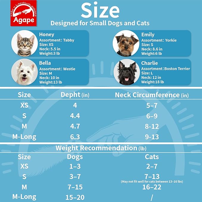 Agape Soft Dog Cone for Small Dogs & Cats, Comfy Dogs Recovery Collar After Surgery, Adjustable E Collar Alternative to Stop Licking, Protective Elizabethan Cones for Pup&Kitty, Comfortable Dog Cones-PurrikoPets