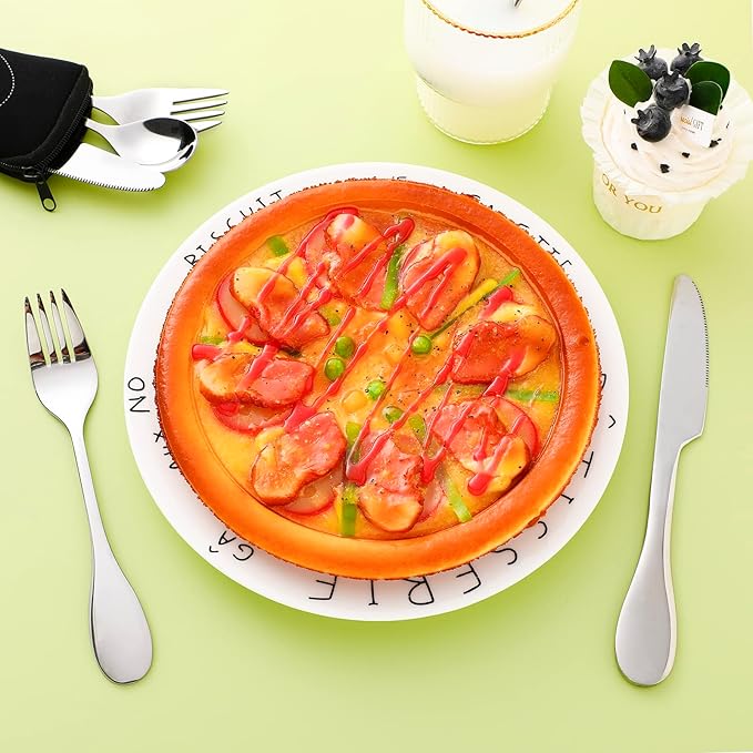 7 Pieces Bariatric Eating Portion Control Flatware Bariatric Management Silverware Serving Spoons Forks Knives Stainless Steel Weight Loss Utensils with Fabric Storage Bag-PurrikoPets