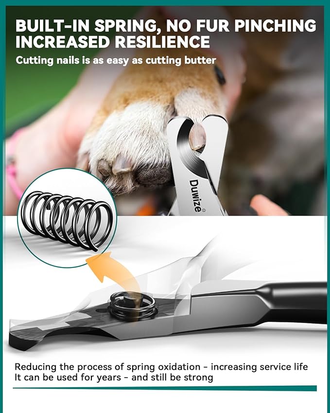 Dog Nail Clippers - All Steel Material, 1.22-Inch Large Opening, Built-in Spring, No Fur Pinch, for Medium to Large Dogs and Cats, Professional Pet Nail Trimmers, with Free Nail File-PurrikoPets