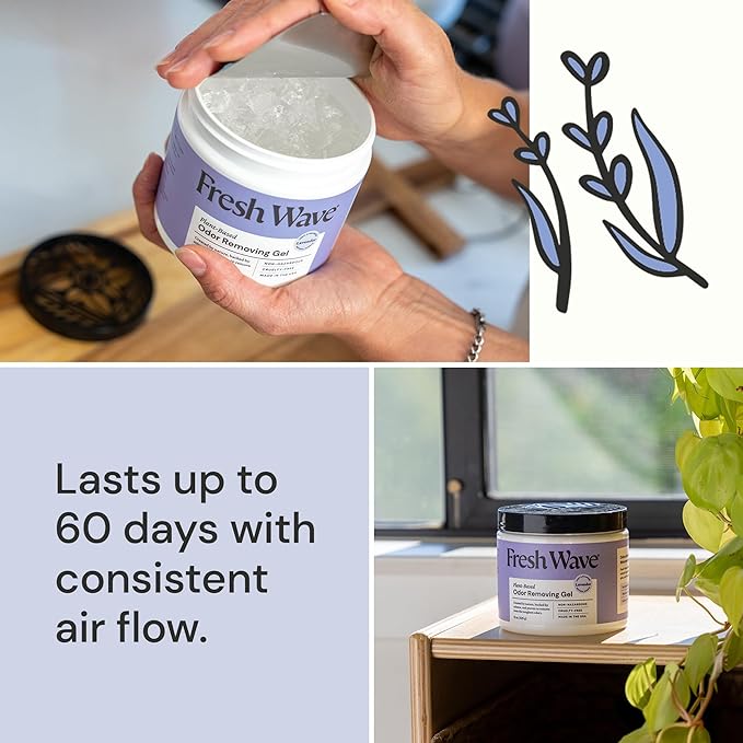 Fresh Wave Lavender Odor Removing Gel, 15 oz., Pack of 2 - Safer Odor Absorbers for Home, Natural Plant-Based Odor Eliminator, Every 15 oz. lasts 30-60 Days, For Cooking, Trash & Pets-PurrikoPets