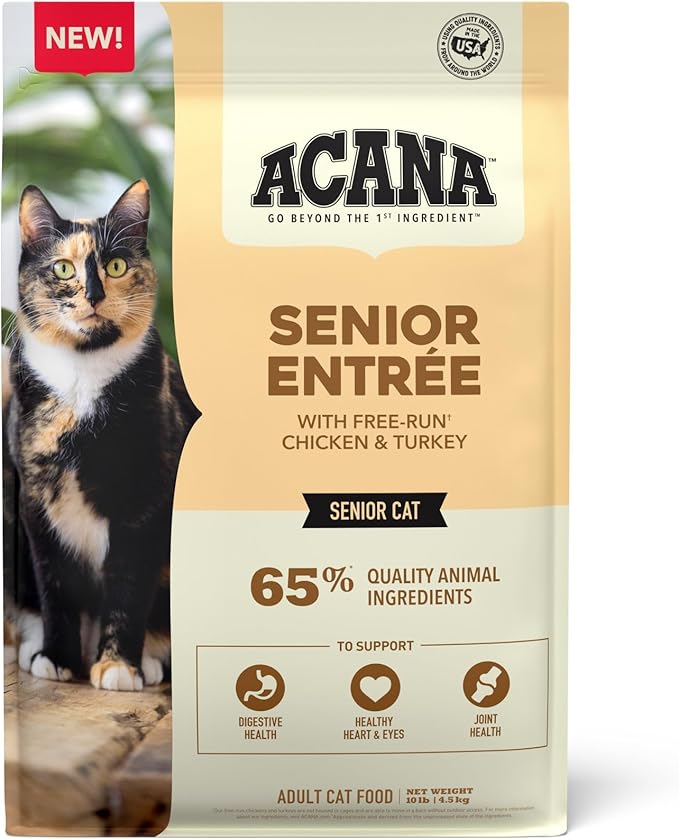 ACANA Dry Cat Food for Seniors Senior Entrée Chicken Turkey and Duck 10lb Bag-PurrikoPets