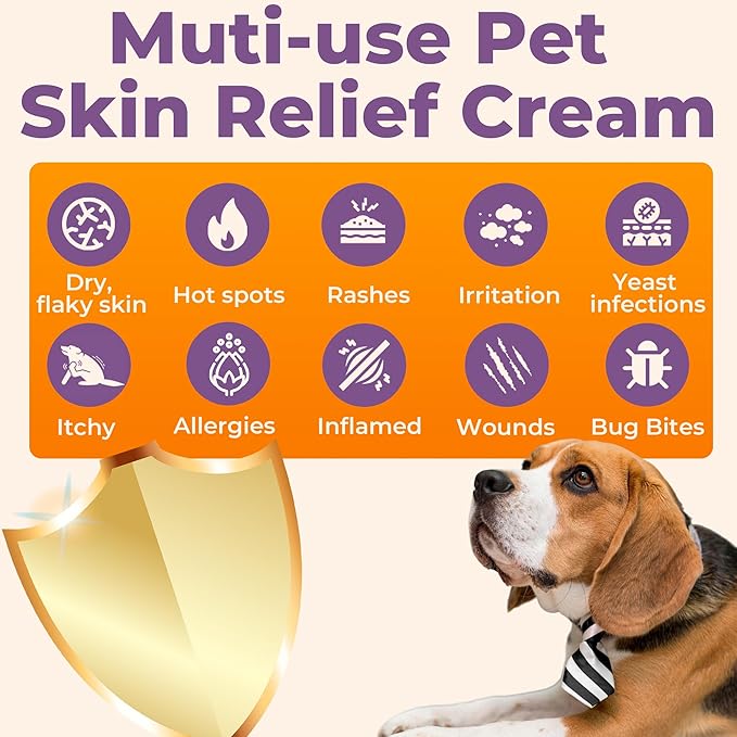 Dog Skin Soother - Dry Itchy Skin Relief & Hot Spots Soothing Cream for Dogs&Cats - Healing Ointment with Colloidal Oatmeal&Manuka Honey - Canine Conditioner Moisturizer with Applicator- 100g-PurrikoPets