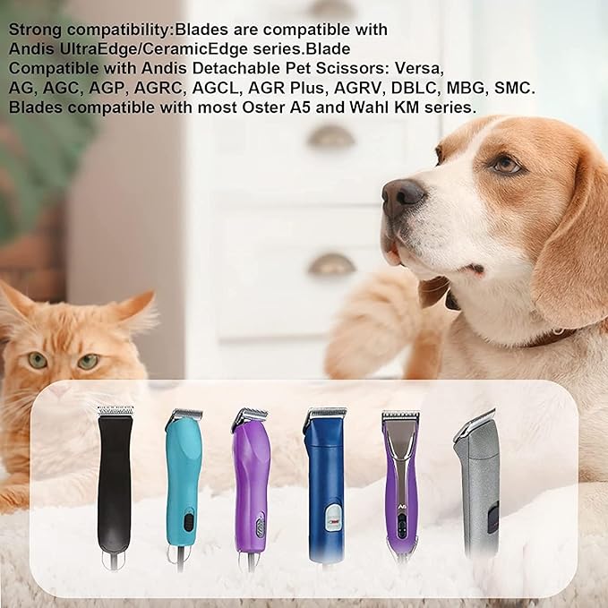 4pcs Dog Grooming Blades Compatible with Andis Dog Clippers,Detachable Ceramic Blade & Stainless Steel Blade (3FC+4FC+5FC+7FC)-PurrikoPets
