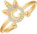 Unicorn Rings Gifts for Girls - Adjustable Initial Ring Dainty Cute Unicorn Rings for Girl Teens Little Girls Jewelry Birthday Gift