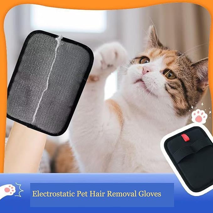 2 PCS Pet Hair Removal Gloves - Electrostatic Pet Hair Remover - Electrostatic Removal Gloves for Couch, Furniture, Carpet, Curtain - Reusable Grooming Glove for Cat & Dog-PurrikoPets