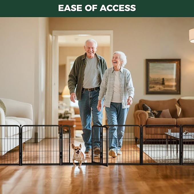 FXW Homeplus Unleashed Indoor Dog Playpen - Stress-Free and Safe Play, Heavy Duty 24 Inch 8 Wire Panels Dog Pen for Puppy and Small Dogs, Black│Patented-PurrikoPets