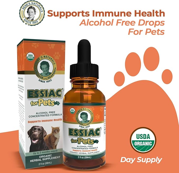 Essiac for Pets | USDA Organic | Daily Drops for Immune Support and Longevity | Pre-Measured Dropper | Alcohol Free Concentrated Formula | 2oz (59ml)-PurrikoPets