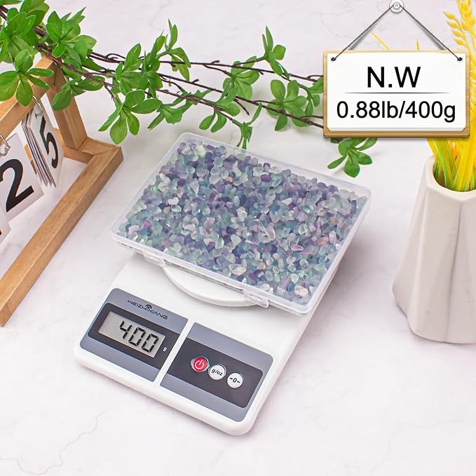 14 Oz Fluorite Aquarium Gravel Rocks Crystal Chips Stones, Natural Tumbled Healing Crystal Chips Bulk Polished Crushed Stones Pebbles for Vase Fillers, Aquarium and Home Decoration, 5-7mm-PurrikoPets