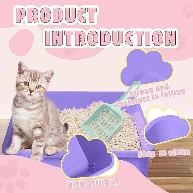 5pcs Kitten Litter Box,Open Small Cat Litter Box with 5 Scooper,Portable Small Litter Pan Low Entry Shallow Plastic Travel Toilet Litter Tray Cat Waste Tray for Small Pet Rabbit Guinea Pig Newborn Cat-PurrikoPets