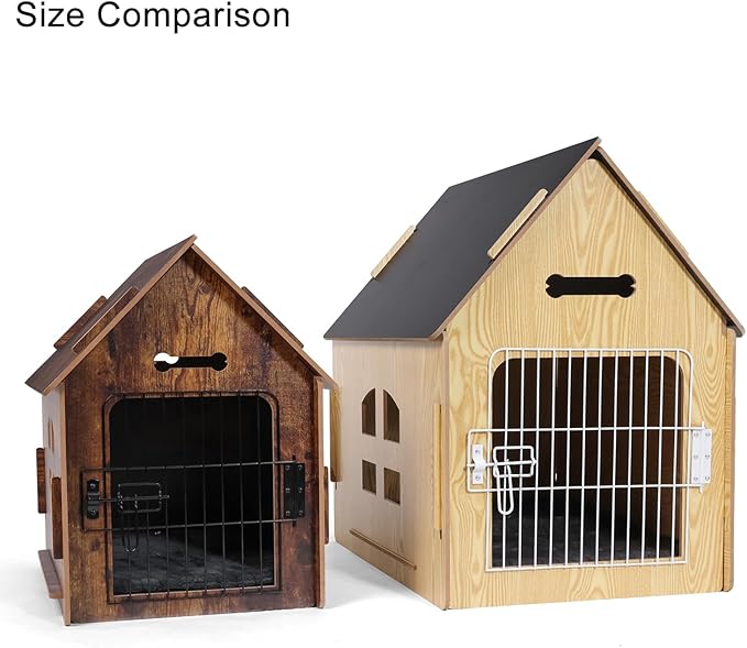 Dog House Indoor for Small Dogs or Cats, Cozy Wooden Design, Small Indoor Bed House, with Air Vents and Elevated Floor Warm Dog Cave (Large Pink)-PurrikoPets