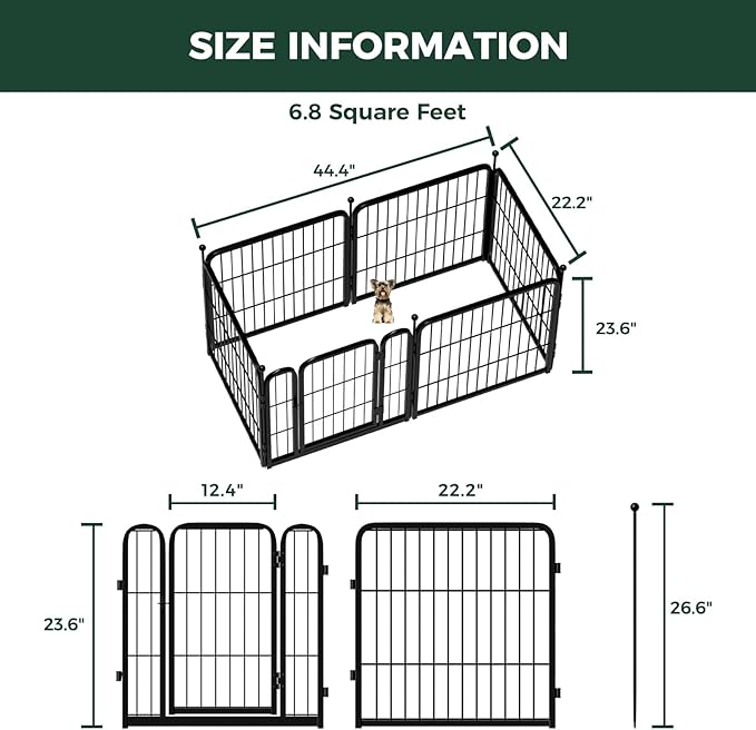FXW Rollick Unleashed Dog Playpen for Indoor, Yard, RV Camping, 24 inch 6 Panels for Small and Puppy Dogs│Patented-PurrikoPets