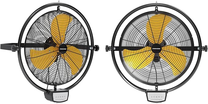 2PCS 20 Inch Wall Metal Fan Pro Remote Control, High Velocity Wall Mount Fans for Commercial, Residential, Warehouse, Covered Patio, Shop, Garage, Barn 3 Speed 5200 CFM UL Safety Listed-PurrikoPets