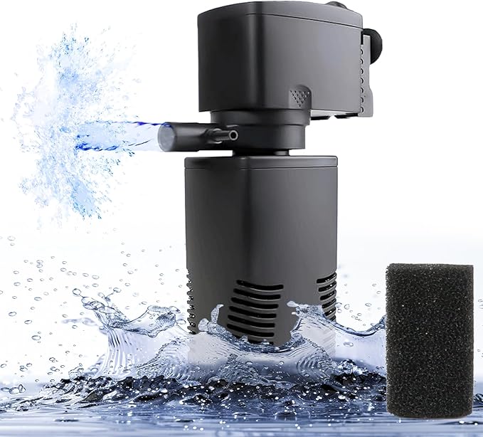Fish Tank Filter for 15-40 Gallon Tank, 160 GPH Crystal Clear Powerful Internal Aquarium Filters Submersible Pump& Filter System for Fish Tank & Turtle Tank-PurrikoPets