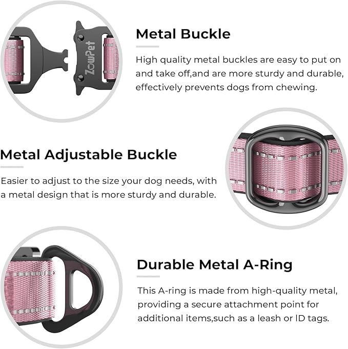 2025 Upgrade Airtag Dog Collar, Reflective Dog Collar with Airtag Holder, IP68 Waterproof| Metal Buckle| Ultra-Durable| Comfortable Padded, GPS Dog Collars for Medium Large Dogs (Pink,M)-PurrikoPets