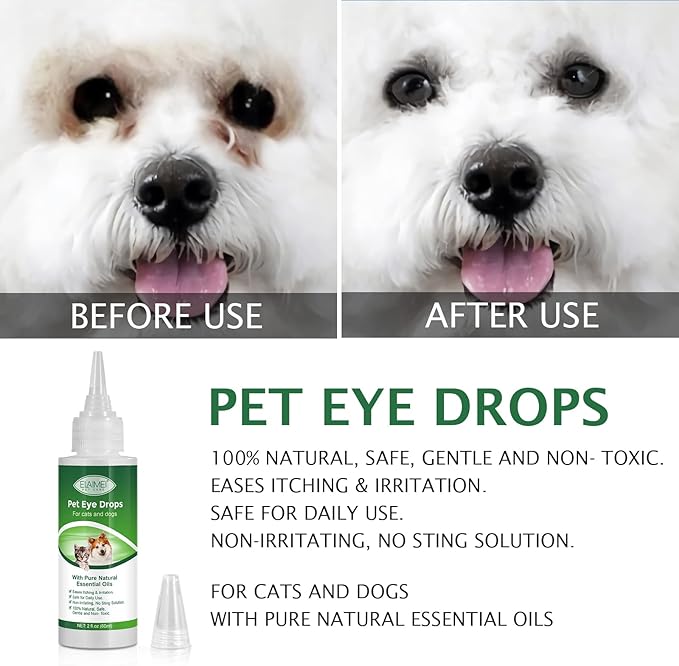 Dog Eye Drops, Eye Cleaner for Dogs & Cats Supports Eyes Infection Relief, Redness & Allergy Eyes Relief, Remove Tear Stain & Eye Debris - Pet Eye Gentle Care Supplement Cats Drops for Eyes - 2 fl oz…-PurrikoPets