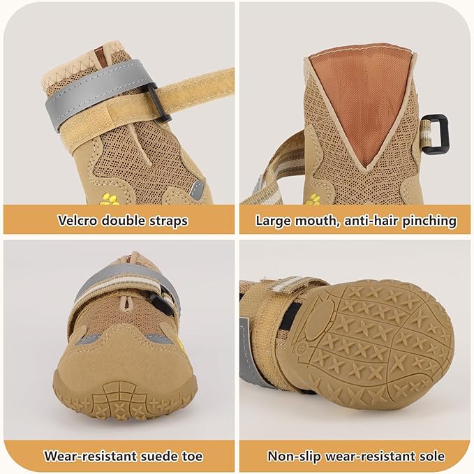 Dog Shoes for Large Medium Small Dog, Mesh Breathable Dog Shoes for Hot Pavement, Anti-Slip Dogs Boots Paw Protectors with Reflective for Outdoor Walking Indoor Hardfloors (Size 2)-PurrikoPets