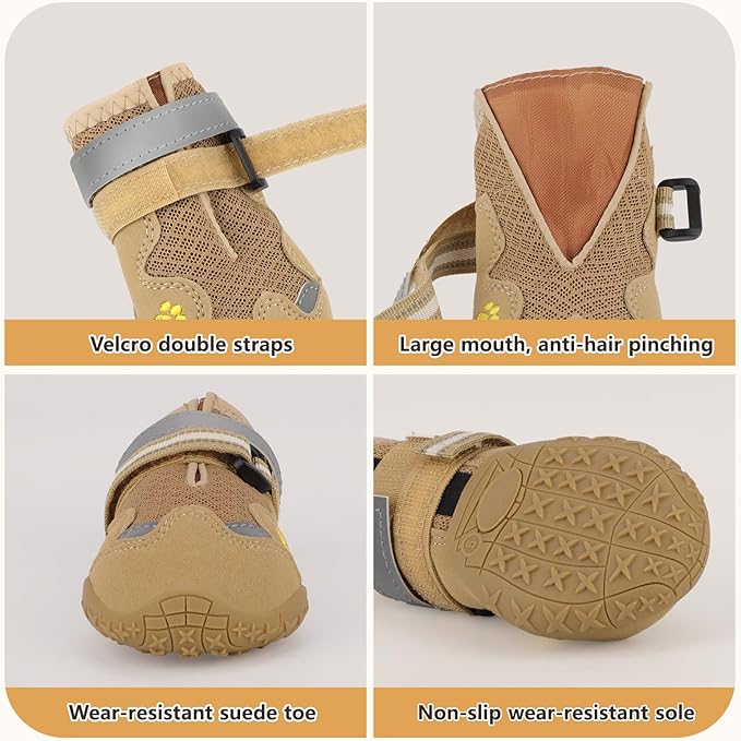 Dog Shoes for Large Medium Small Dog, Mesh Breathable Dog Shoes for Hot Pavement, Anti-Slip Dogs Boots Paw Protectors with Reflective for Outdoor Walking Indoor Hardfloors (Size 3)-PurrikoPets