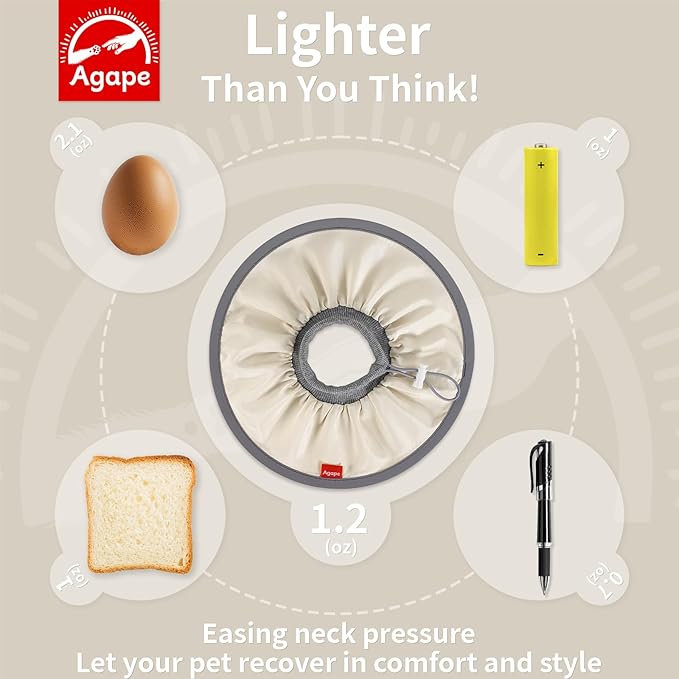 Agape Comfortable Cat Cone - Lightweight Soft Recovery Collar for Cats After Surgery - Protective E-Collar for Small, Medium, and Large Cats - Stops Licking & Scratching for Wound Care-PurrikoPets