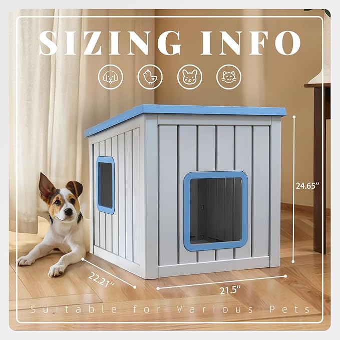 DRATO Dog House Indoor and Outdoor with Weatherproof Roof Removable Floors for Small to Middle Sized Dogs Easy to Assemble-PurrikoPets