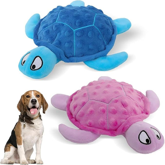Adpartner Crinkle Dog Toys, 2 Pack Stuffed Turtle Dog Toys Squeaky Plush Dog Toy to Keep Them Busy, Interactive Dog Squeaky Toys for Small to Medium Dogs Teething Training Reduce Boredom-PurrikoPets