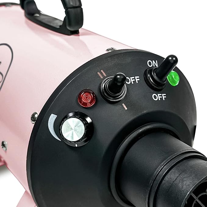 Flying Pig High Velocity Dog Pet Grooming Dryer w/Heater (Pastel Pink w/Grey Logo)-PurrikoPets