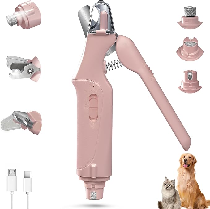 2 in 1 Cat Nail Clippers & Dog Nail Clippers Trimmers for Large Medium Small Dogs Cats Claw Trimmer Quick Sensor and Safety Guard USB Rechargeable with 2 LED Lights Dogs Nail Trimmer-PurrikoPets
