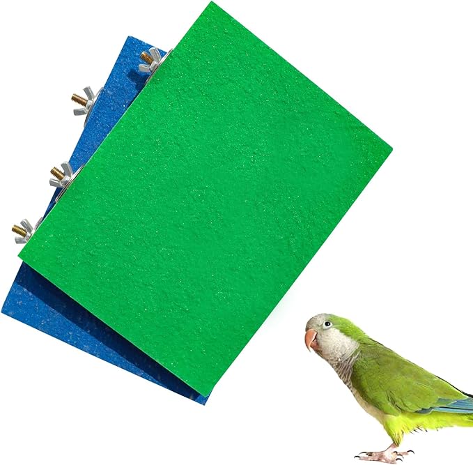 7.9×5.9 Inches Large Bird Perch Stand Platform, Natural Wooden Bird Cage Accessories, Bird Stand Perch with Rough Quartz Sand Surface for Parrot, Parakeet, Budgies, Cockatiel, Rats-PurrikoPets