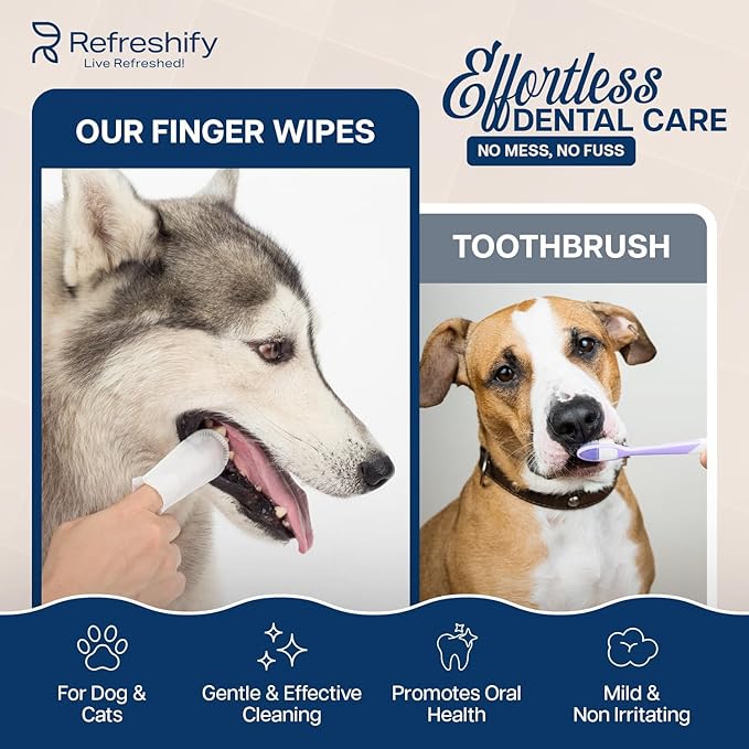 Dog Teeth Cleaning Wipes - 100 Value Pack - Fresh Mint Dog Dental Wipes, Vet Formulated Pet Teeth Cleaning Finger Wipes for Dogs & Cats – Effective Dog Teeth Cleaning, Plaque & Tartar Solution-PurrikoPets