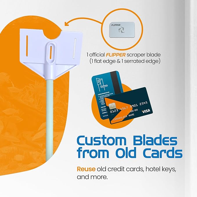 FL!PPER Flipper Platinum Aquarium Algae Scraper | Glass & Acrylic Tank Cleaner with Serrated Blade for Efficient Aquarium Maintenance (10” Rigid Shaft)-PurrikoPets