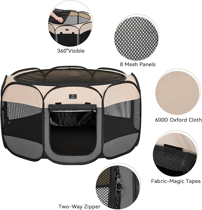 A4Pet Portable Kitten Playpen for Cats, 27" Foldable Pet Playpen for Puppy/Cat/Rabbit/Chick, with Removable Zipper Top & Mesh Panel(11”W × 7.5”H)-PurrikoPets