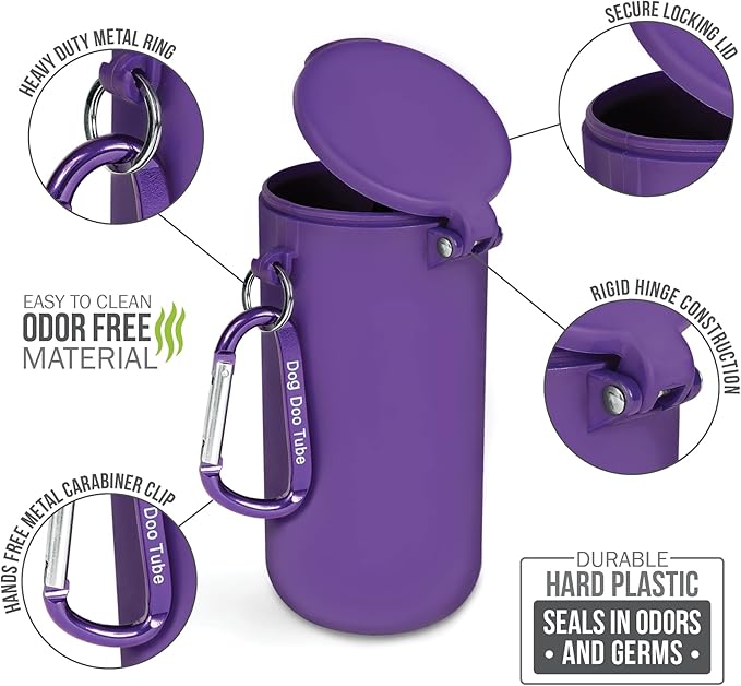 Dog Doo Tube Filled Dog Waste Bag Holders - Reusable Dog Poop Bag Tubes Designed to Keep in Odors and Germs-PurrikoPets