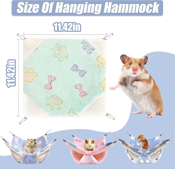 4 Pcs of Rat Hammocks Small Animal Hammock Rat Hanging Bed Guinea Pig Hammock Guinea Pig Accessories for Small Animals Cage Chinchilla Parrot Sugar Glider Ferret Squirrel-PurrikoPets