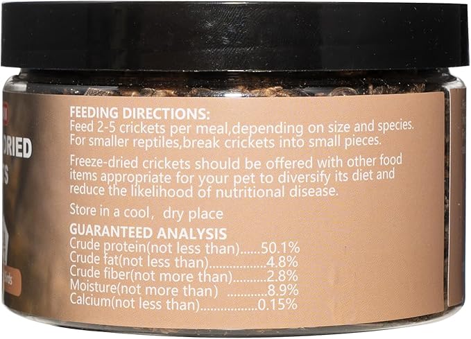 Freeze Dried Crickets – 2.8 Oz High Protein Freeze Dried Crickets, Food for Reptiles, Bearded Dragons, Lizards, Geckos, Birds, Fish,Hedgehogs, Bearded Dragon Food-PurrikoPets