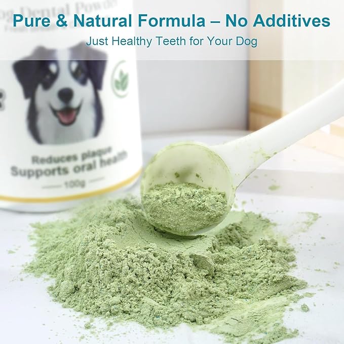 Dog Teeth Cleaning Powder 100g Fights Plaque & Tartar Freshens Breath All-Natural Ingredients for Dogs of All Breeds and Ages Easy to Use Dog Dental Powder-PurrikoPets