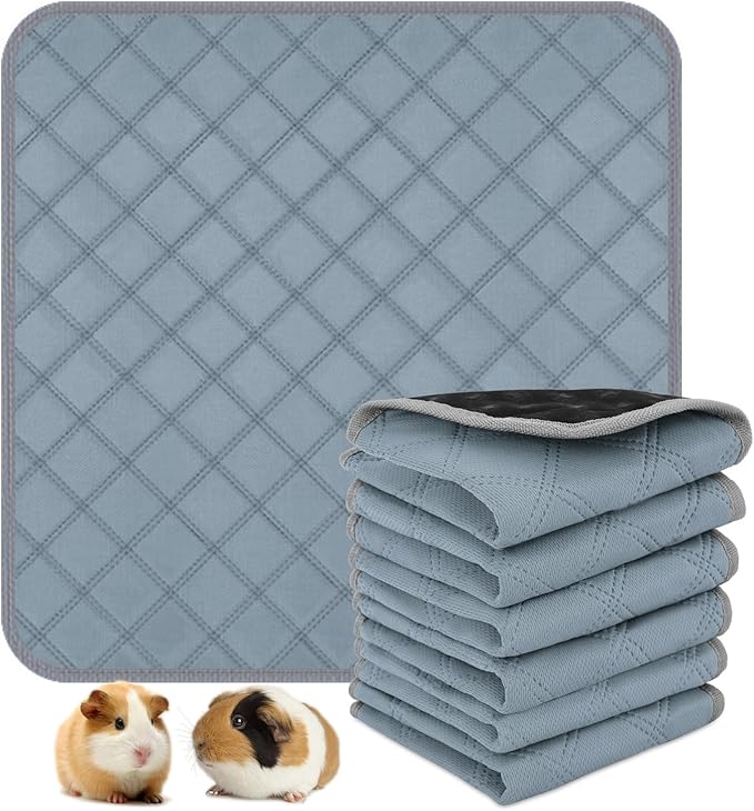 6 Packs Washable Guinea Pig Cage Liners, Waterproof Guinea Pig Pee Pads Reusable Absorbent Bedding Anti Slip Mats for Small Animals Bunny Rabbit Hamster (12 x 12in)-PurrikoPets