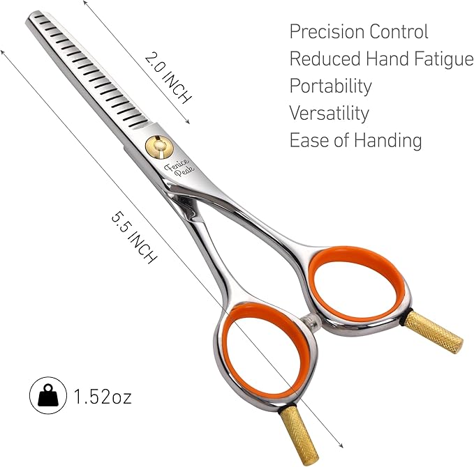 Fenice Peak 5'' Small Thinning Scissors Lightweight Dog and Cat Grooming Scissors with Safety Round Tip JP440C Stainless Steel Sharp Blades for Body Facial Nose Ear and Paw Hair Easy Use-PurrikoPets