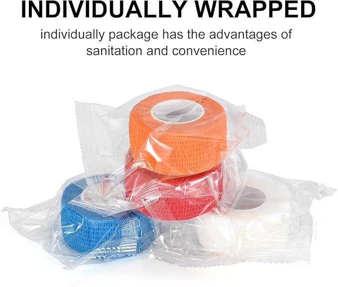 12 Pack Self Adhesive Bandage Wrap 1 Inch Cohesive Bandage Self Adherent Vet Wrap for Dog Pets Elastic Bandage Finger Tape Self Stick Wrap for First Aid Sports Athletic Tape (Mixed Colors)-PurrikoPets