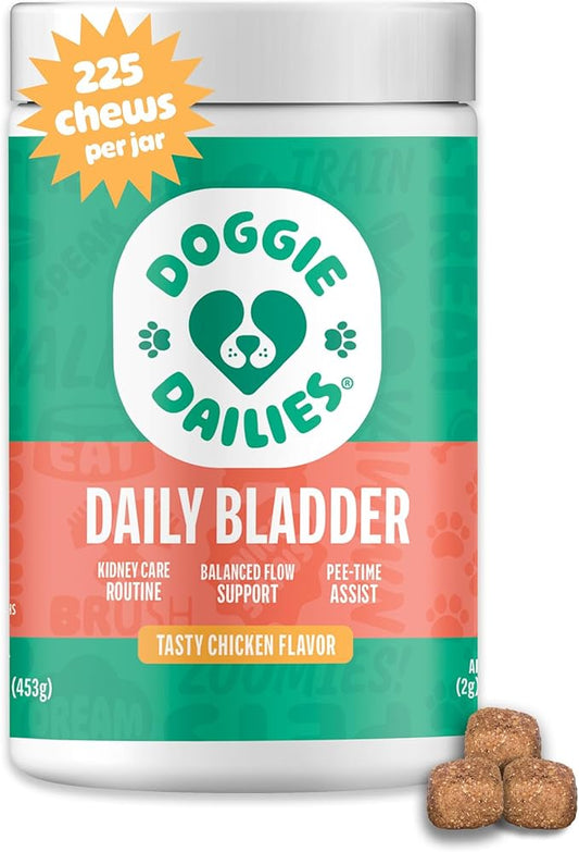 Doggie Dailies Cranberry Supplement for Dogs - Urinary Tract, Bladder & Kidney Support for Dogs - Cranberry for dogs with Marshmallow Root, Licorice Root & Apple Cider Vinegar (Chicken) 225 Soft Chews-PurrikoPets