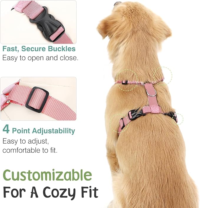 Dog Seat Belt, Safety Vest Dog Car Harness with Adjustable Buckle Dog Seat Belt for Vehicle Nylon Pet Safety Seat Belts Heavy Duty(M, Pink Daisy)-PurrikoPets